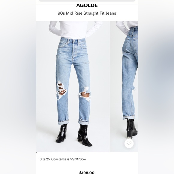 Agolde 90s mid rise straight fit jeans in fall out size 25 - Picture 2 of 3